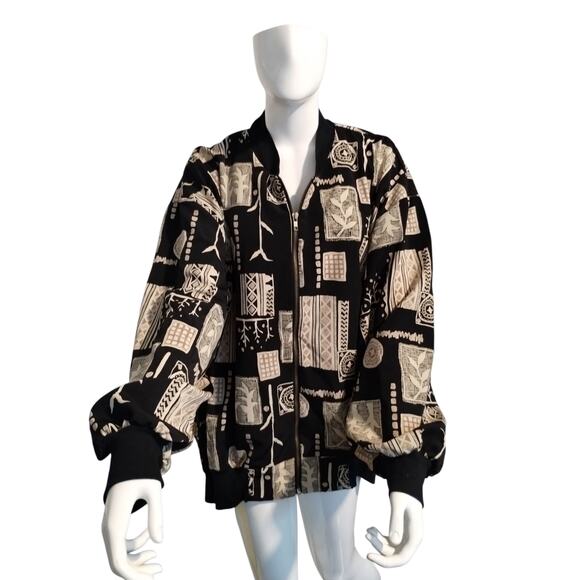 Vintage Cascais Womens size 2X Lightweight Artwear Classic Bomber Zipper Jacket - Picture 6 of 10